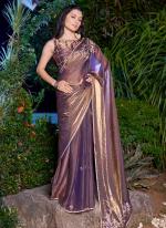 Sattin Silk Lilac Wedding Wear Hand Work Saree